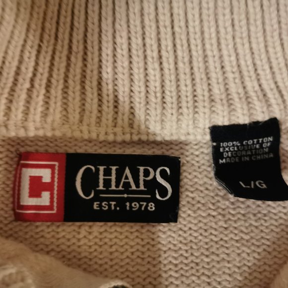 Chaps Men's Off White Sweater (with Zip collar) - Picture 2 of 3
